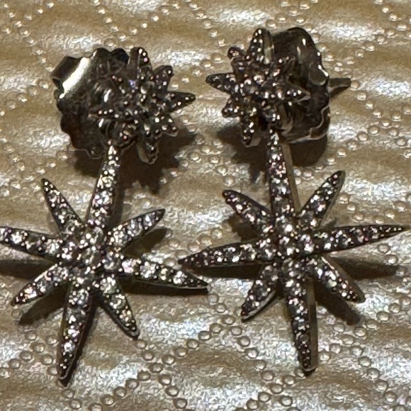 None Jewelry - Dazzling Silver Starburst Earrings